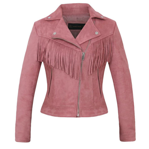 Factory direct selling women''s jacket autumn and winter European and American women''s Lapel tassel suede coat leather jacket women''s short
