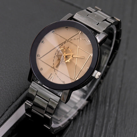 Fashion Gear Compass Turntable Steel Watch Men And Women Couple Watches