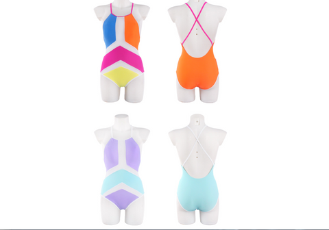 European and American women's mesh stitching sexy bikini one-piece swimsuit