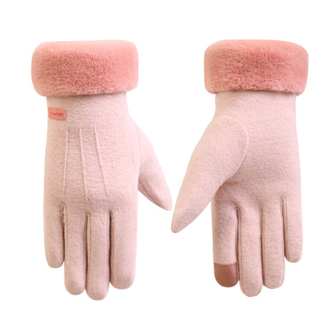Autumn and winter cashmere full finger gloves women