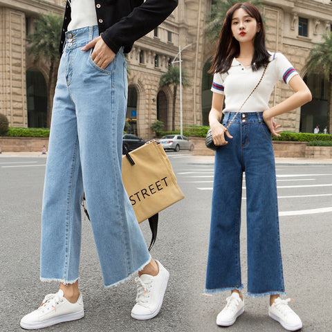 Women's Jeans High-Waisted Straight-Leg Jeans Spring Women's Cropped Trousers