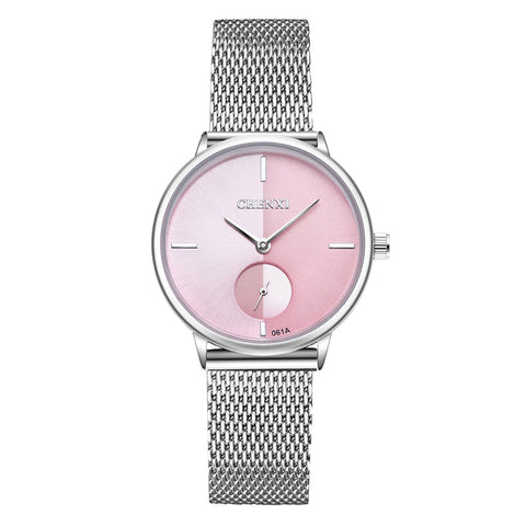 Spot watch mesh woven steel belt women's watch ultra-thin fashion watch waterproof quartz watch wholesale women's watch 061A