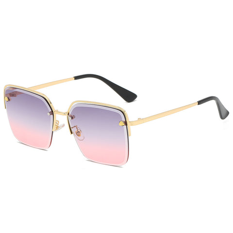 Personality Trend Sunglasses Summer Half Metal Frame Two-color Gradient PC Lens Fashion Glasses