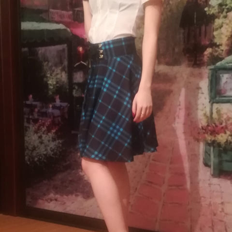 Irregular plaid skirt