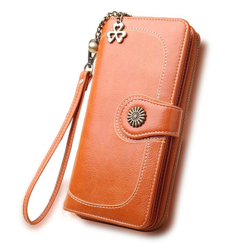 Split Leather Long Wallet for Women