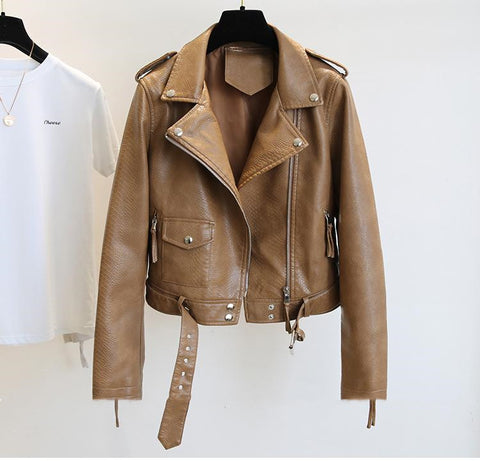 Women's Short Leather Jacket Spring And Autumn