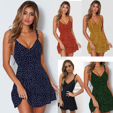 Polka-dot Beach Dress Summer Fashion Sundress