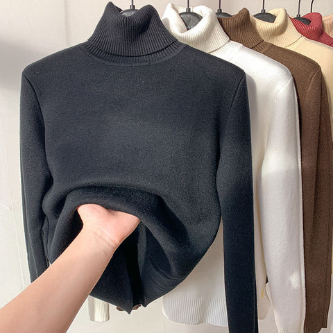 Turtle Neck Winter Sweater Women Elegant Thick Warm Female Knitted Pullover Loose Basic Knitwear