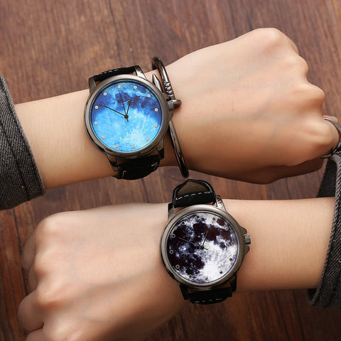 Fashion Minimalist Women Quartz Wristwatches Starry Sky Moon Pattern Design Unique Ladies Casual Watch Female Exquisite Watches