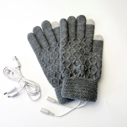 Breathable 5V USB Heated Gloves Winter Heated Gloves Knitted Heating Gloves Knitting Battery Powered Sports Outdoor Hunting