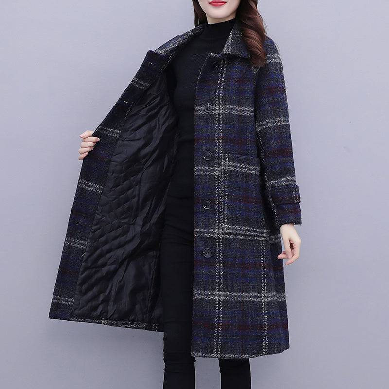 Women's New Plus Size Plus Cotton Padded Woolen Coat