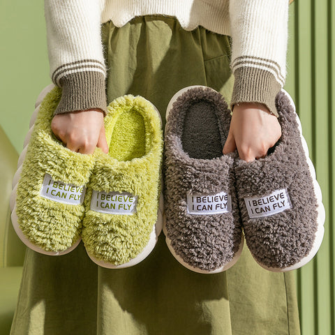Warm Plush Slippers Home Shoes For Women Couple Winter Slippers