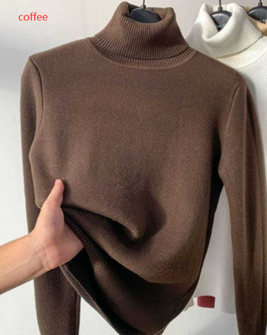 Turtle Neck Winter Sweater Women Elegant Thick Warm Female Knitted Pullover Loose Basic Knitwear