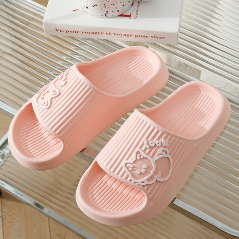 Cute Cat Slippers Summer Women Home Shoes Bath Thick Platform Non-Slip Slides Indoor Outdoor