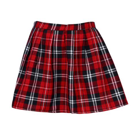 Fashion Women's Plaid Mid-waist Pleated Skirt