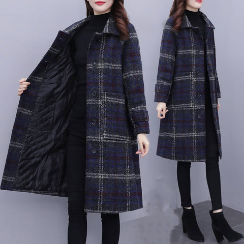 Women's New Plus Size Plus Cotton Padded Woolen Coat